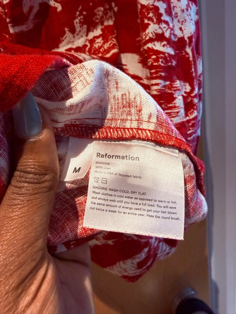 Reformation Red Toile Safari Linen Mini Dress sz Medium - Picture 5 of 5